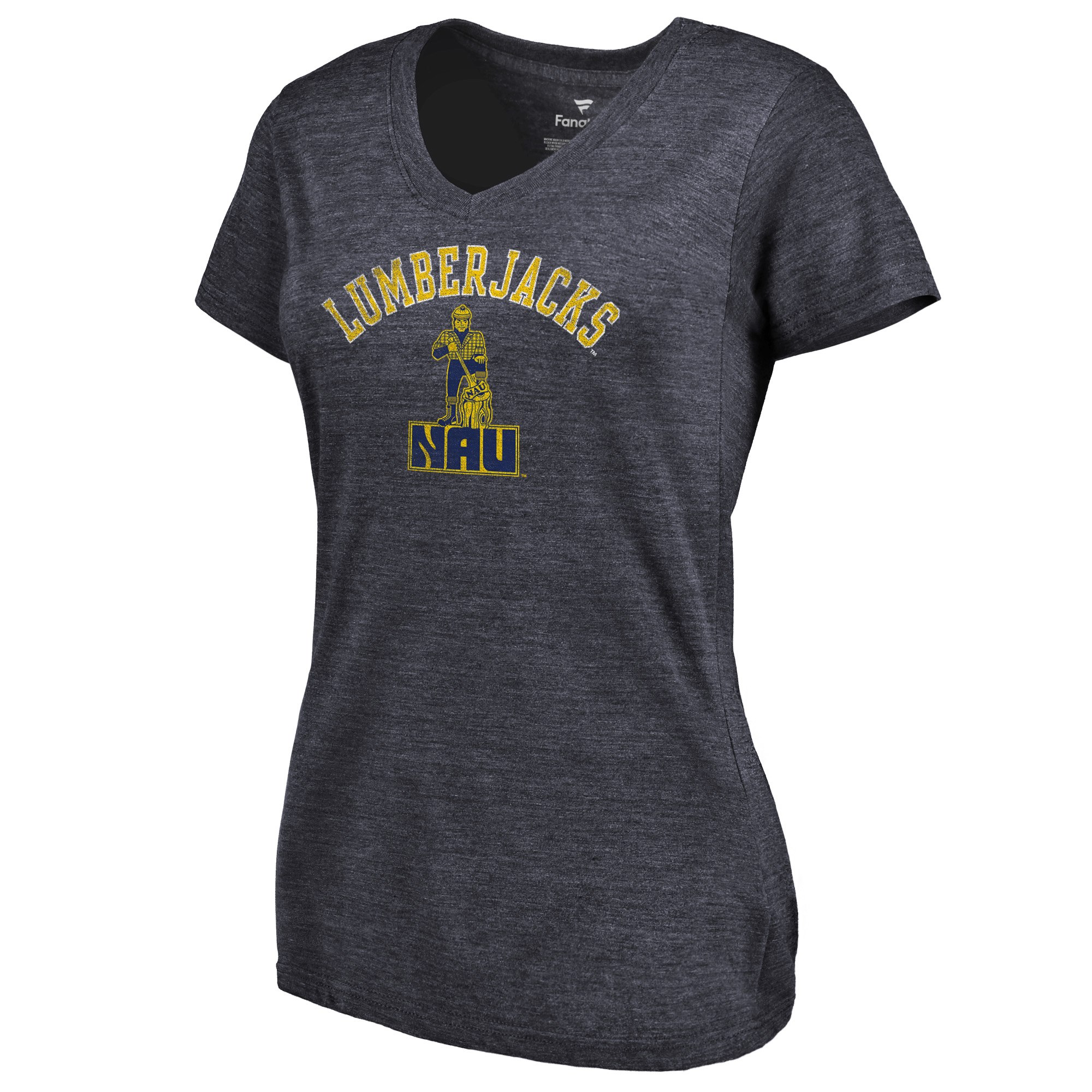 2020 NCAA Fanatics Branded Northern Arizona Lumberjacks Women Navy Vault Arch over Logo TriBlend VNeck TShirt->ncaa t-shirts->Sports Accessory